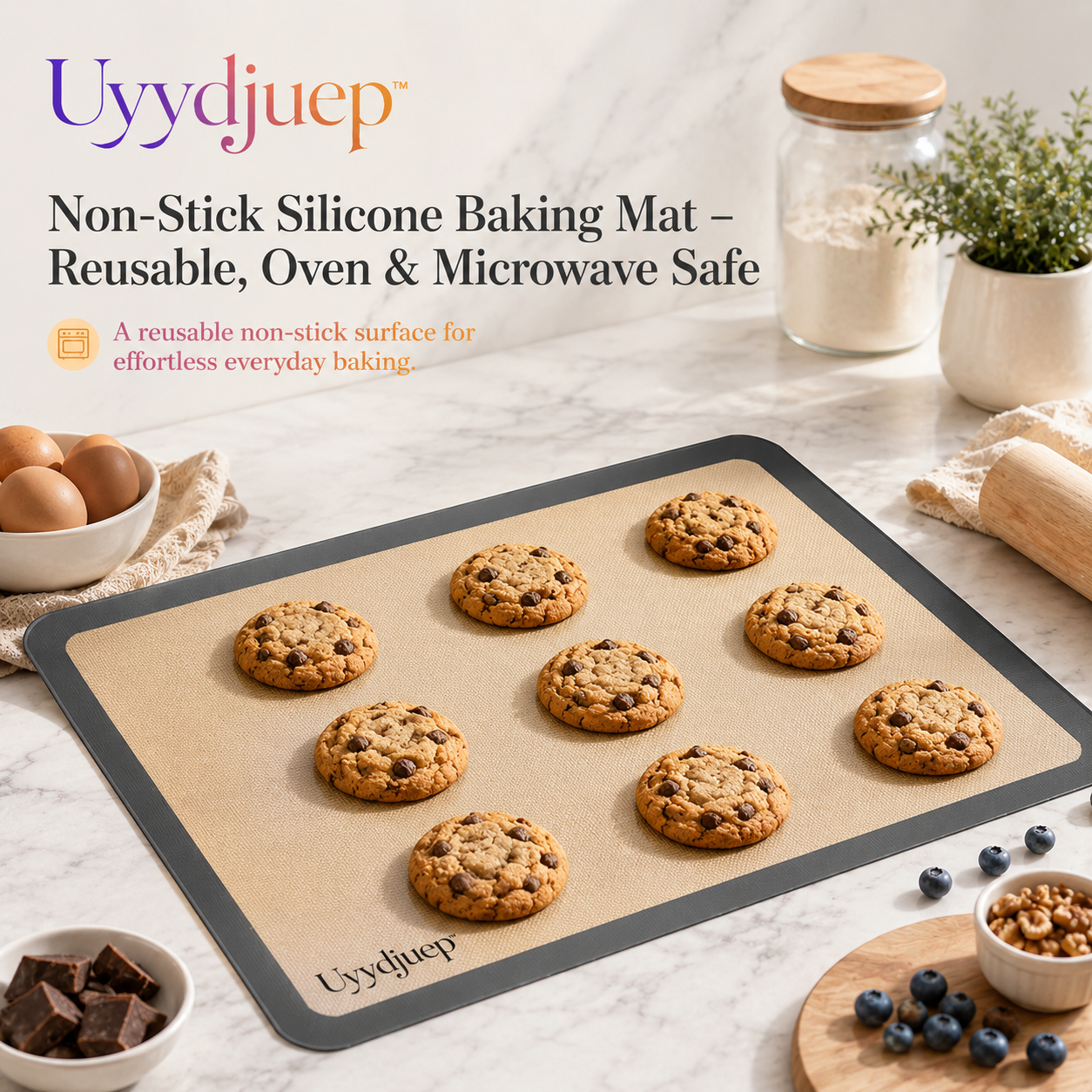 Uyydjuep™ Non-Stick Silicone Baking Mat – Reusable, Oven & Microwave Safe Baking Sheet Liner