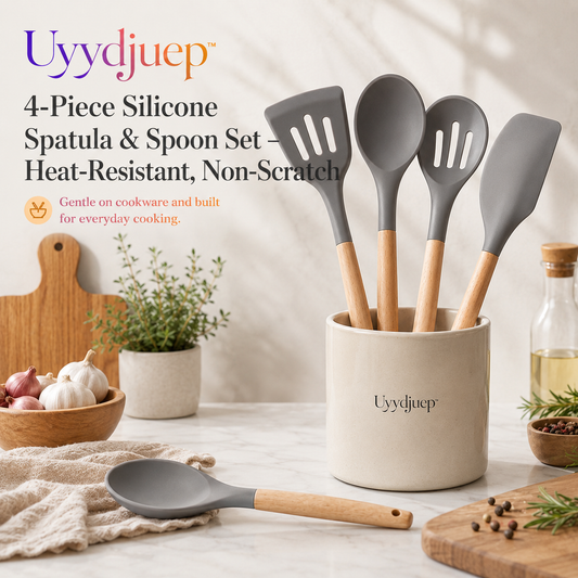 Uyydjuep™ 4-Piece Silicone Spatula & Spoon Set – Heat-Resistant, Non-Scratch Cooking Utensils